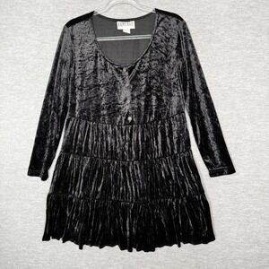 Vintage Rampage‎ Black Velvet USA Size 9 Mini Babydoll Dress Whimsygoth Witchy